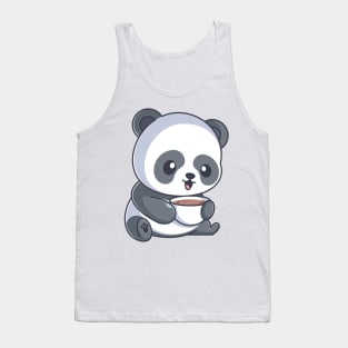 Cute panda drinking coffee Tank Top